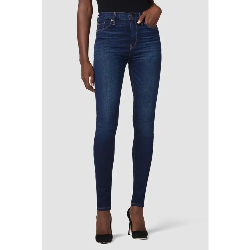 Hudson Jeans Women's 30 Barbara Super Skinny High-Rise Dark Wash‎ Denim Jeans